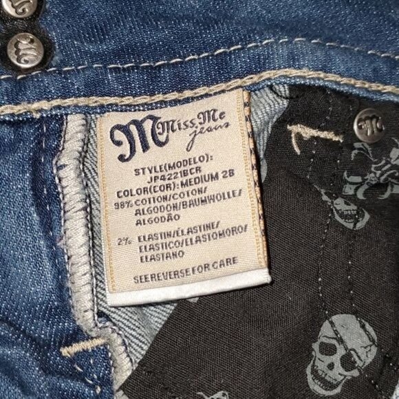 Miss Me Modelo Sz 26 Crop Jeans with Embellishments on Pockets & Belt Loops - Picture 9 of 12